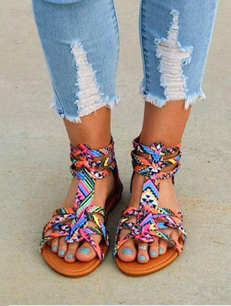 Bohemian Female Colorful Lace Sandals