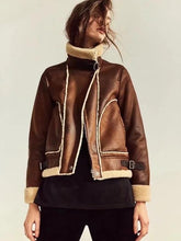 Load image into Gallery viewer, Fleece Stitching Women Suede Coat Jacket