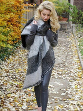Load image into Gallery viewer, Autumn Raw Edge Beveled Design Thick Plaid Long Warm Scarf Shawl
