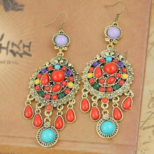 Load image into Gallery viewer, Ethnic Colorful Stone Big Gypsy Drop Fashion Bohemian Vintage Earrings - hiblings