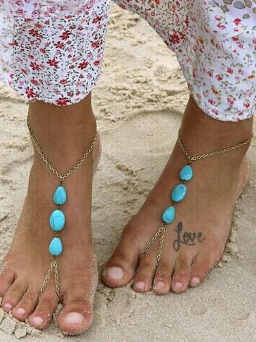 Barefoot Foot Jewelry Beads Stretch Anklet Chain