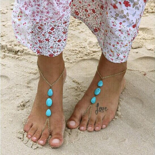 Barefoot Foot Jewelry Beads Stretch Anklet Chain