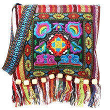 Load image into Gallery viewer, Linen Thai Embroidery Totes Shoulder Tassels National Tibet Floral Soft Bags - hiblings