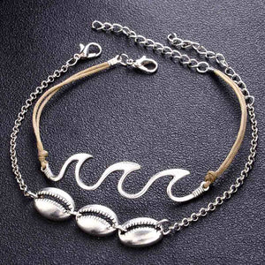 Bohemia Summer Beach Barefoot Shell Wave Pendant Chain Anklets Accessories