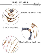 Load image into Gallery viewer, Vintage Turtle Heart Map Charm Beads Bracelet Set Boho Jewelry