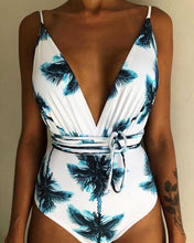 Load image into Gallery viewer, Solid Color Sexy Deep V One Piece Swimsuit  Backless Bodysuit Monokini Swimwear