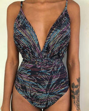 Load image into Gallery viewer, Solid Color Sexy Deep V One Piece Swimsuit  Backless Bodysuit Monokini Swimwear