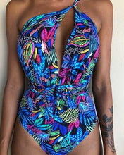 Load image into Gallery viewer, Solid Color Sexy Deep V One Piece Swimsuit  Backless Bodysuit Monokini Swimwear