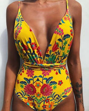 Load image into Gallery viewer, Solid Color Sexy Deep V One Piece Swimsuit  Backless Bodysuit Monokini Swimwear