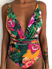 Load image into Gallery viewer, Solid Color Sexy Deep V One Piece Swimsuit  Backless Bodysuit Monokini Swimwear