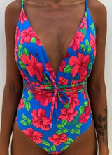 Load image into Gallery viewer, Solid Color Sexy Deep V One Piece Swimsuit  Backless Bodysuit Monokini Swimwear