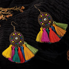 Load image into Gallery viewer, Vintage Colorful Tassel Dream Catcher Earrings Jewelry