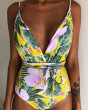 Load image into Gallery viewer, Solid Color Sexy Deep V One Piece Swimsuit  Backless Bodysuit Monokini Swimwear