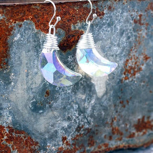 Bling Crystal Magic Moon Eardrop Pendant Handmade Wire Earrings