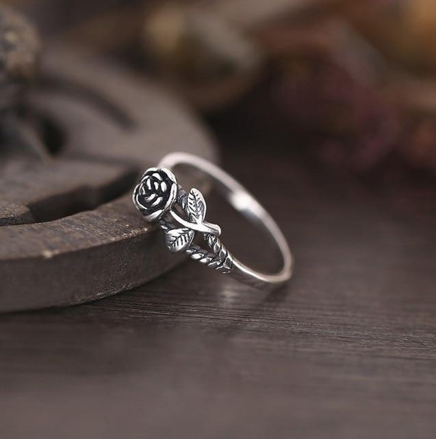Vintage Sweet Simple Rose Solid Metal Ring