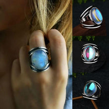 Load image into Gallery viewer, Women Big Moonstone Ring Unique Style Wedding Jewelry Promise Engagement Rings