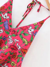 Load image into Gallery viewer, Sexy Floral-Print Off-Shoulder Deep V Neck Strape Jumpsuits