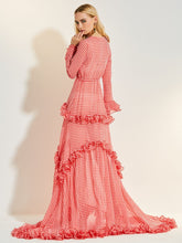 Load image into Gallery viewer, Ankle Length  lace deep V-neck dress dragging evening dress