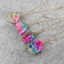 Load image into Gallery viewer, Natural Rough Crystal Pendant Transparent Multi-color Chain Necklace