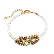 Load image into Gallery viewer, Ethnic Style Creative Alloy Rice Beads Love Leaves Feathers Multi-Layer Bracelet Cord Woven Bracelet Set Of 5